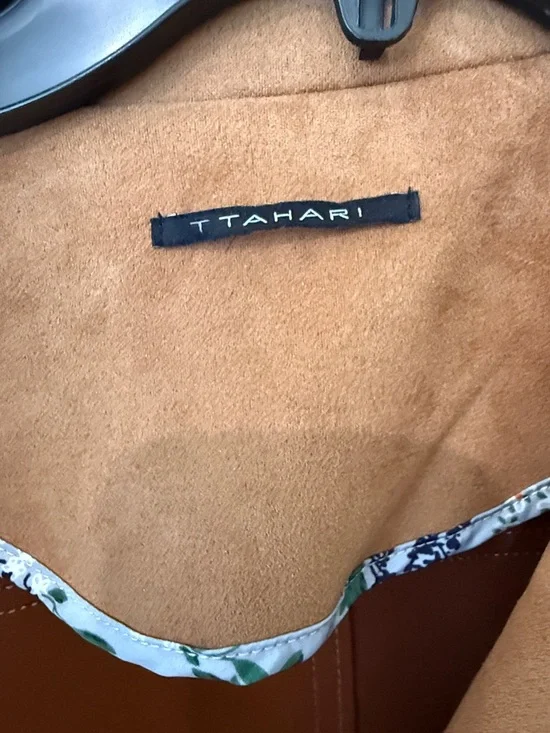 T Tahari Suede-Style Camel Brown Moto Jacket - Picture 2 of 4